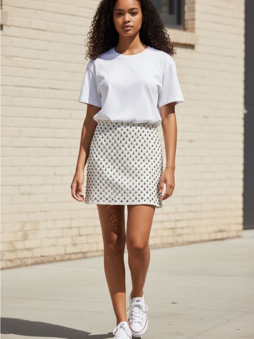 Hkr collection beaded crochet crystal embellishments in size small/ XSmall white